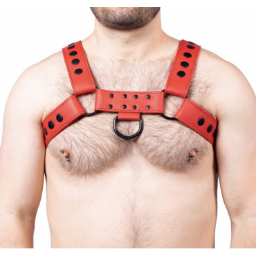 Harnais cuir snap rouge