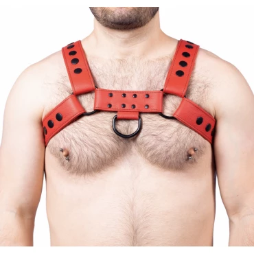 Harnais cuir snap rouge