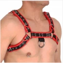 Harnais cuir noir/rouge